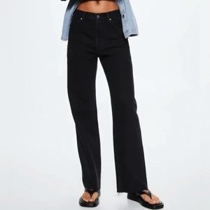 High-Waisted Wide Leg Dark Denim Jeans